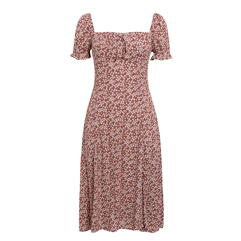 BeAvant повседневное летнее женское платье-миди с цветочным рисунком с коротким рукавом богемные платья пляжные женские квадратные винтажные платья Vestidos - Цвет: Бургундия
