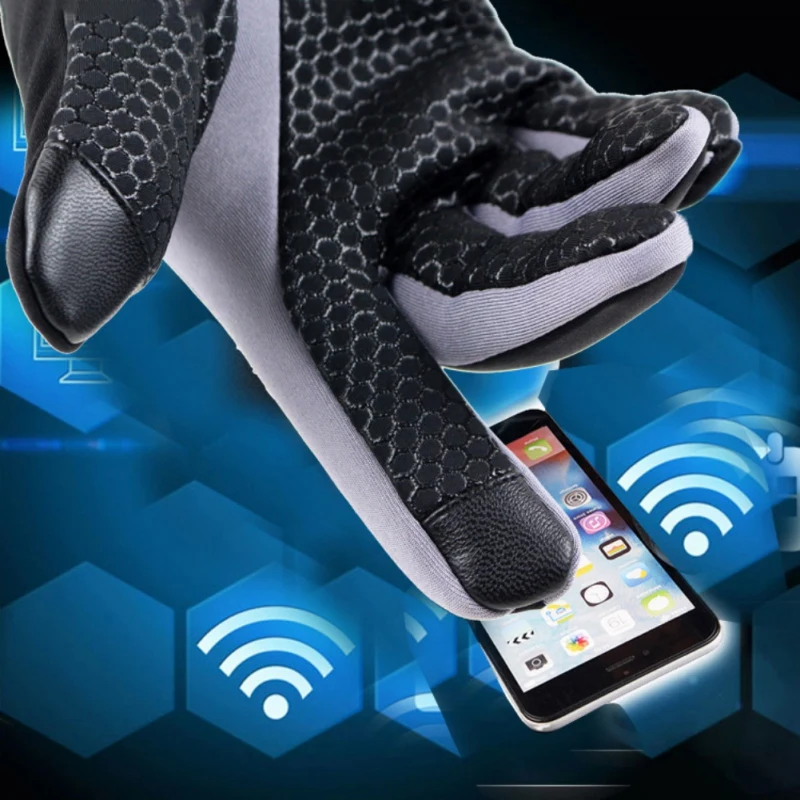 Мужские перчатки для велоспорта на открытом воздухе, противоскользящие флисовые перчатки с сенсорным экраном, ветрозащитные теплые перчатки для катания на лыжах и мотоцикле