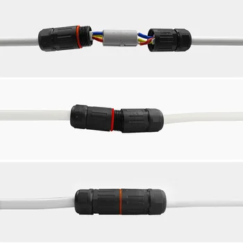 

10PCS IP68 Waterproof Electrical Wire Cable 3Pin Connector Outdoor Plug Socket for power supply network communication equipment