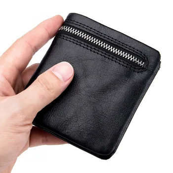 

New men women leather wallets multi function solid color short ultra thin retro wallets multi card pockets big bills zipper bags