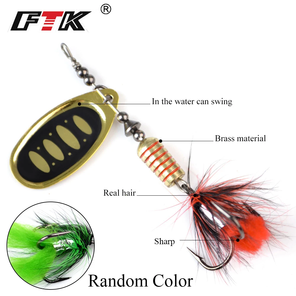 FTK 1pc Spinner Bait Hard Spoon Bass Lures 7.5g 12g 17.5g Metal Fishing  Lure With Feather Treble Hooks For Pike Fishing