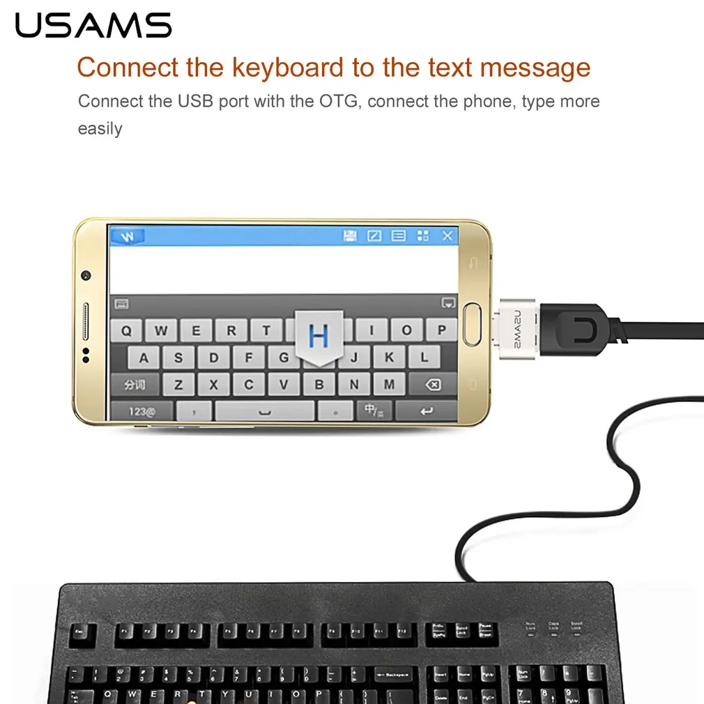 USAMS маленький размер мини микро USB к USB адаптер 2,0 конвертер для планшетных ПК мобильных телефонов к клавиатуре U диск мышь