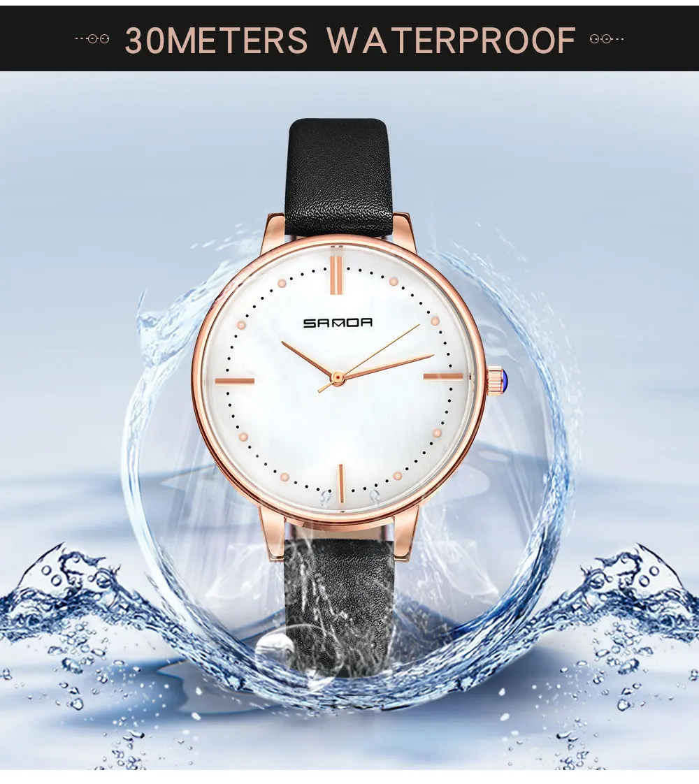 SANDA P227, модные женские часы с кожаным ремешком в студенческом стиле, водонепроницаемые, прочные, кварцевые, цветные, Relogio Feminino
