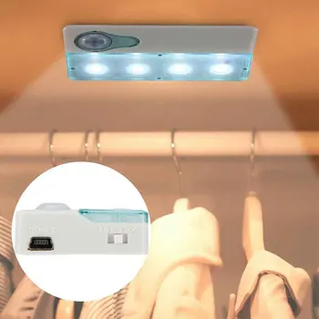 

Sensitive Battery Powered Stairway 4 LEDS Motion Sensor Light Indoor PIR Easy Install Bedside No Wiring Infrared Induction