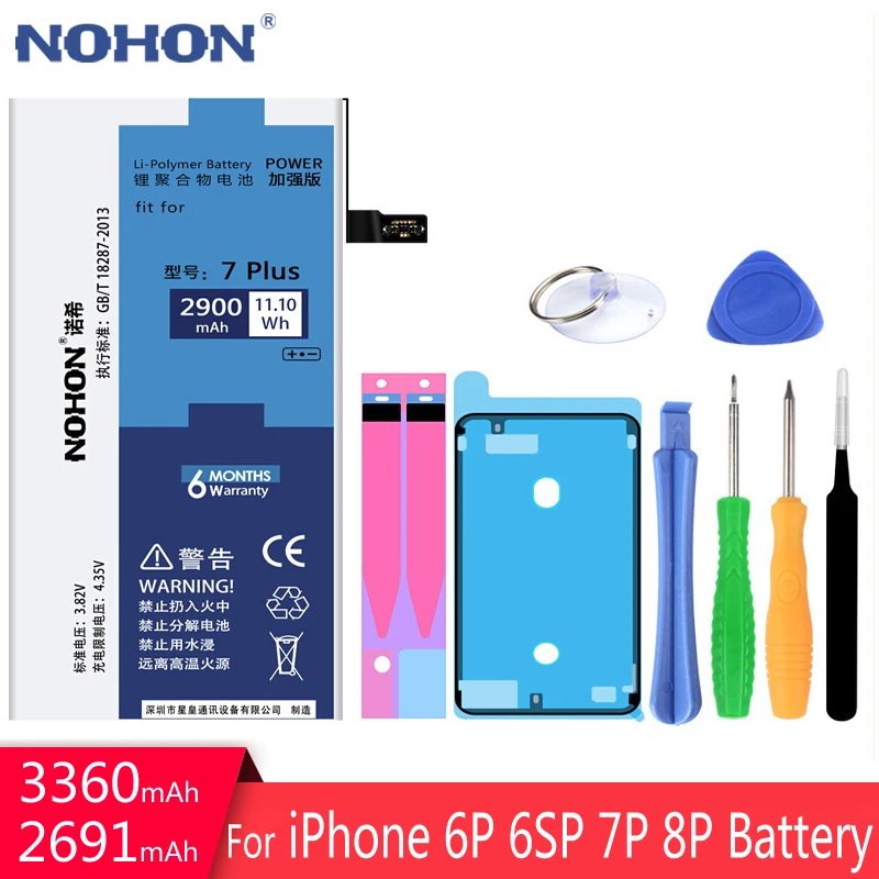 NOHON для Apple iPhone 7 8 6 S Plus 6splus Замена высокомощный аккумулятор литий полимерный Bateria +