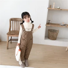 Детские зимние комбинезоны для девочек и мальчиков; хлопковый комбинезон; плотные штаны с подкладкой; зимний комбинезон; Верхняя одежда для детей