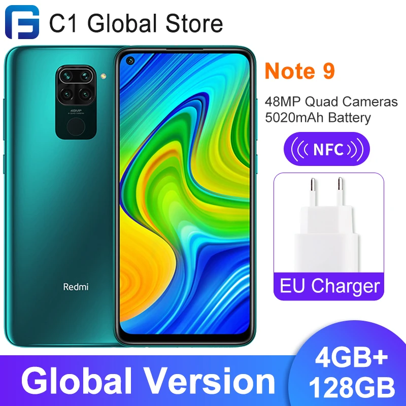 Смартфон Xiaomi Redmi Note 9 4 Гб ОЗУ глобальная версия ПЗУ 128 дюйма Восьмиядерный