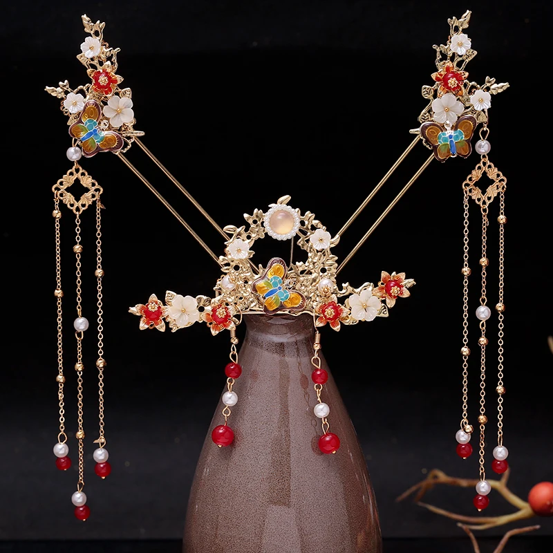 Antique Hanfu Headdress Hairpin Tassel Step Shake Ancient Dress Hair Accessories Hairpin Suit Accessories Female winifred sanderson costume