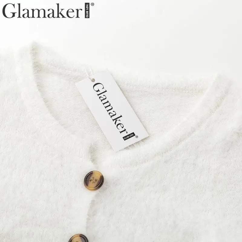 Glamaker, теплый укороченный топ с белыми пуговицами, Женская Базовая модная уличная одежда, короткий топ, Осенний женский сексуальный тонкий клубный Топ, вечерние топы