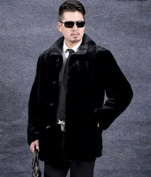 

Luxury Men Formal Business Winter Fur Coat Lapel Button Casual Faux Mink Fur New Jacket Single Button Warm Outwear