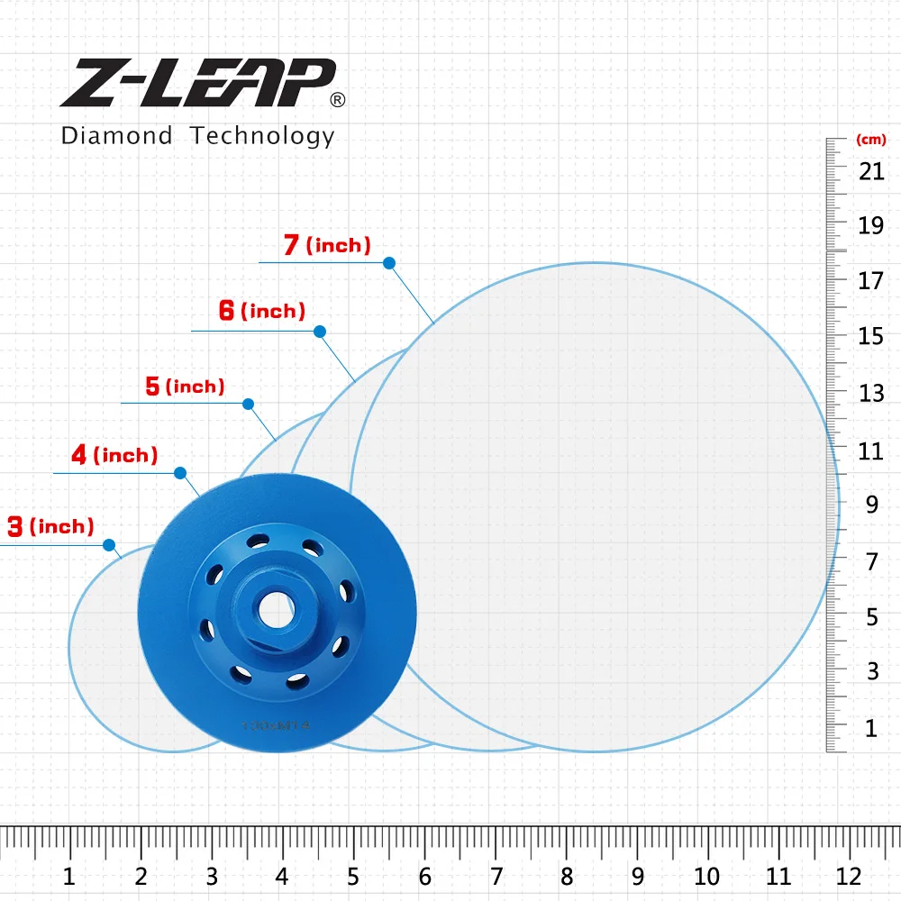 Z-LEAP " Алмазная чашка с резьбой M14 бетонный гранитный Мраморный шлифовальный круг влажное использование турбо абразивный инструмент для углового шлифовального станка