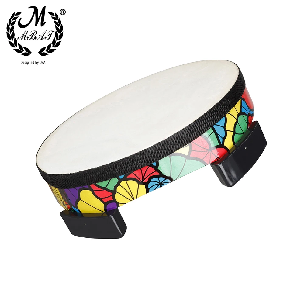 MBAT Ground Drum Sheepskin Applique Tambourine Hand-held Percussion Instrument Kids Musical Gift Child Educational Toy