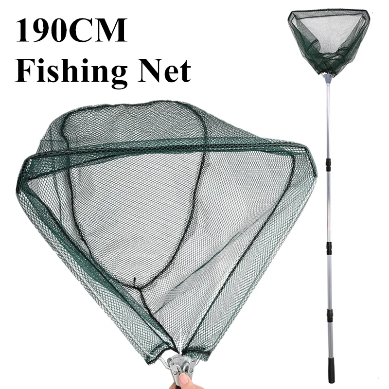 

Fishing Net Retractable Telescopic Landing Net Folding Aluminum Alloy 1.3-1.9m Triangle/Stainless Steel Round For Fly Fishing