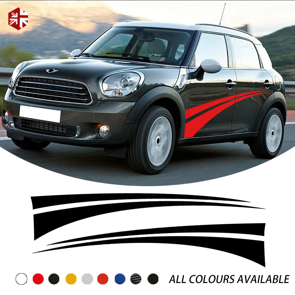 

2X Creative Vinyl Car Styling Door Side Stripes Sticker Graphics Body Decal For MINI Cooper S Countryman R60 One JCW Accessories