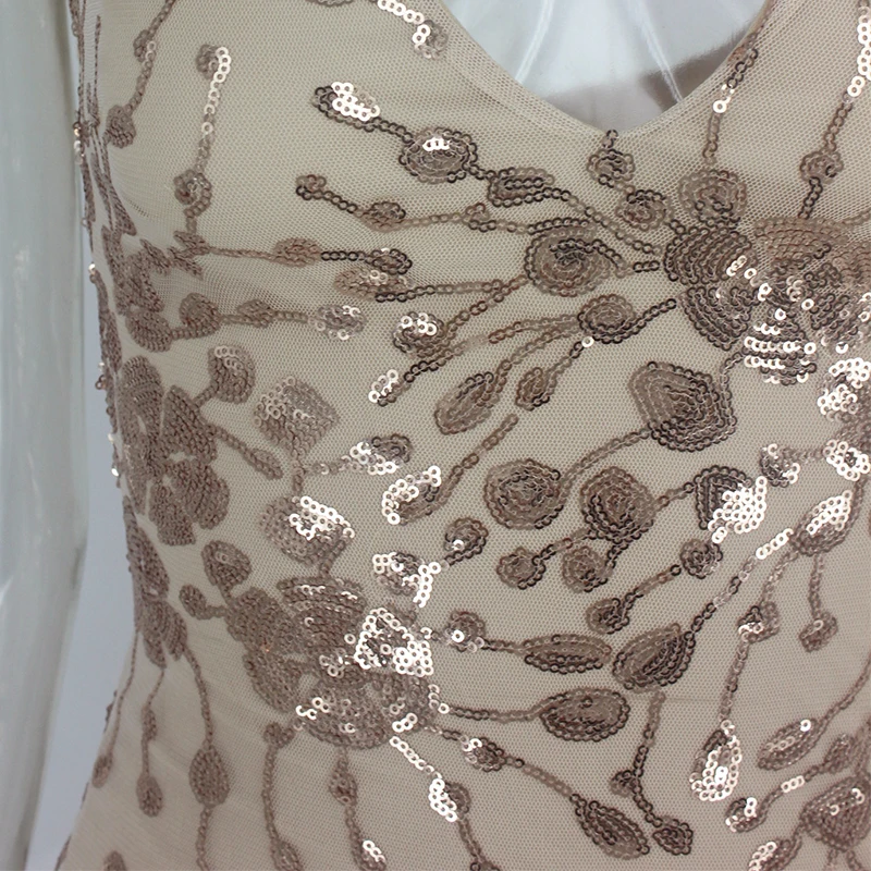 Joyfunear шифоновое женское платье миди лето осень Vestido Новое Вечернее платье без рукавов с v-образным вырезом Bodycon Sequin Цветочные Сексуальные Платья