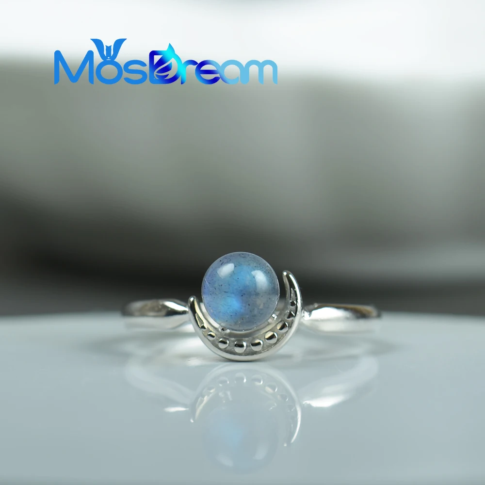 ITSMOS Labradorite Moonstone Blue Moon Light Elegant Rings Silver Female Gemstone Finger Ring Bands Women Delicacy silver ring silver rings gemstone ring