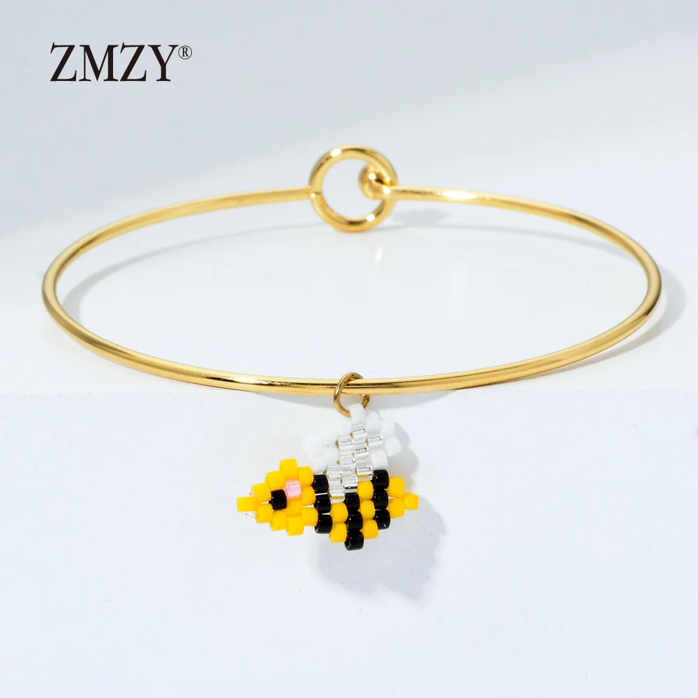 bee ZMZY бренд, Простой браслет из нержавеющей стали, проволока, очаровательный браслет, Femme, браслеты-манжеты для женщин, прекрасный подарок, ювелирное изделие - Окраска металла: bee