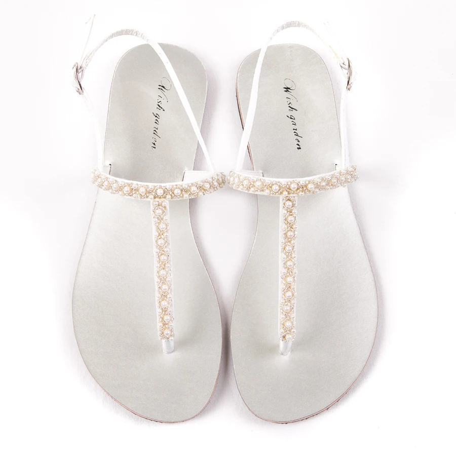 Kaufen 2020 NEUE frauen Mode sommer böhmen perle sandalen frauen Casual strand glänzende boho schuhe T strap thong flip  flops Hausschuhe