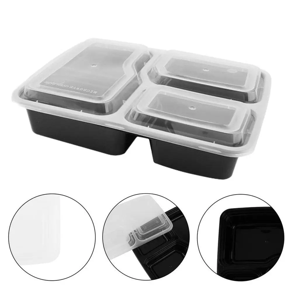

Microwavable 3 Compartment Reusable Lunch Box Bento Food Storage Container AU2&@