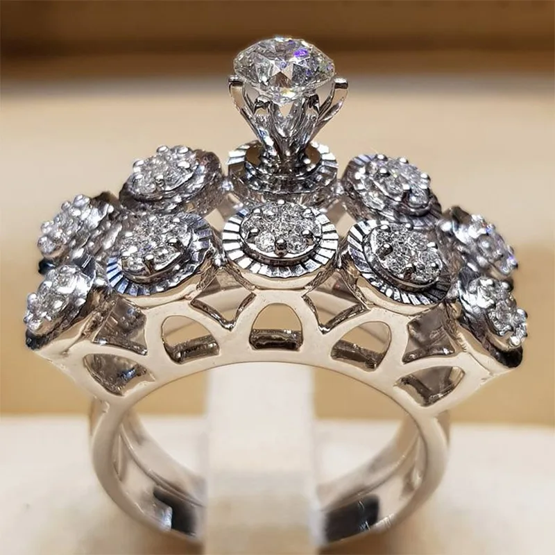Qingwen пара мода классический Кристал для свадьбы, помолвки кольца для пар кольца с родиевым покрытием для женщин ювелирные кольца CA4599
