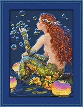 

HH MM Gold Collection Counted Cross Stitch Kit Cross stitch RS cotton with cross stitch Bubbling Mermaid