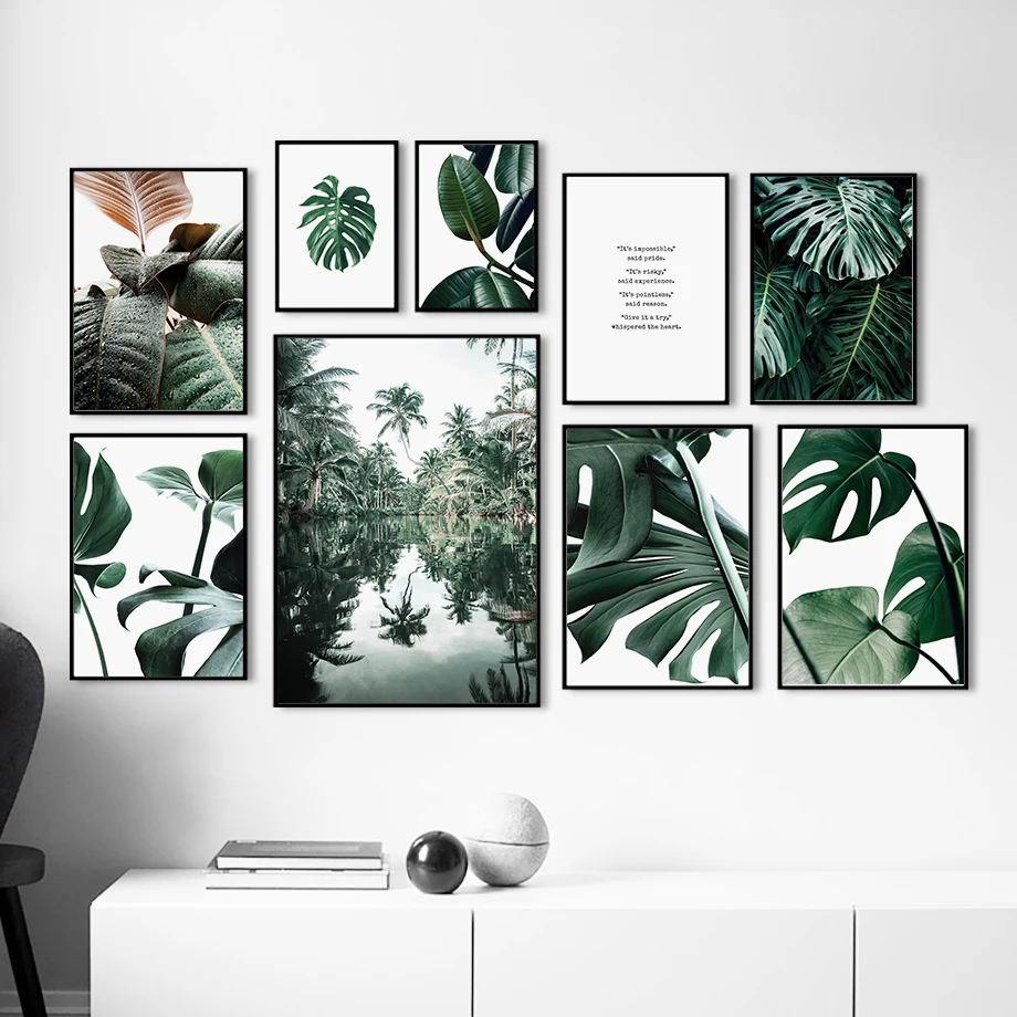 Tropical Forest Plant Green Leaf Monstera Wall Art Canvas Painting Nordic Posters And Prints Pictures For Living Room Decor | Дом и сад