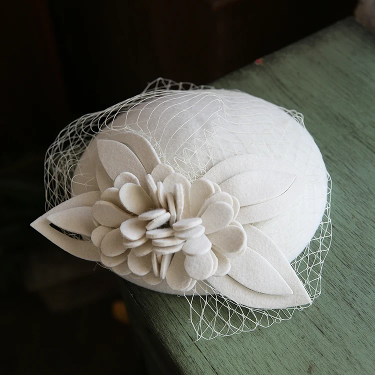 Женская фетровая шляпка Федора белая красная черная берет из чистой шерсти с