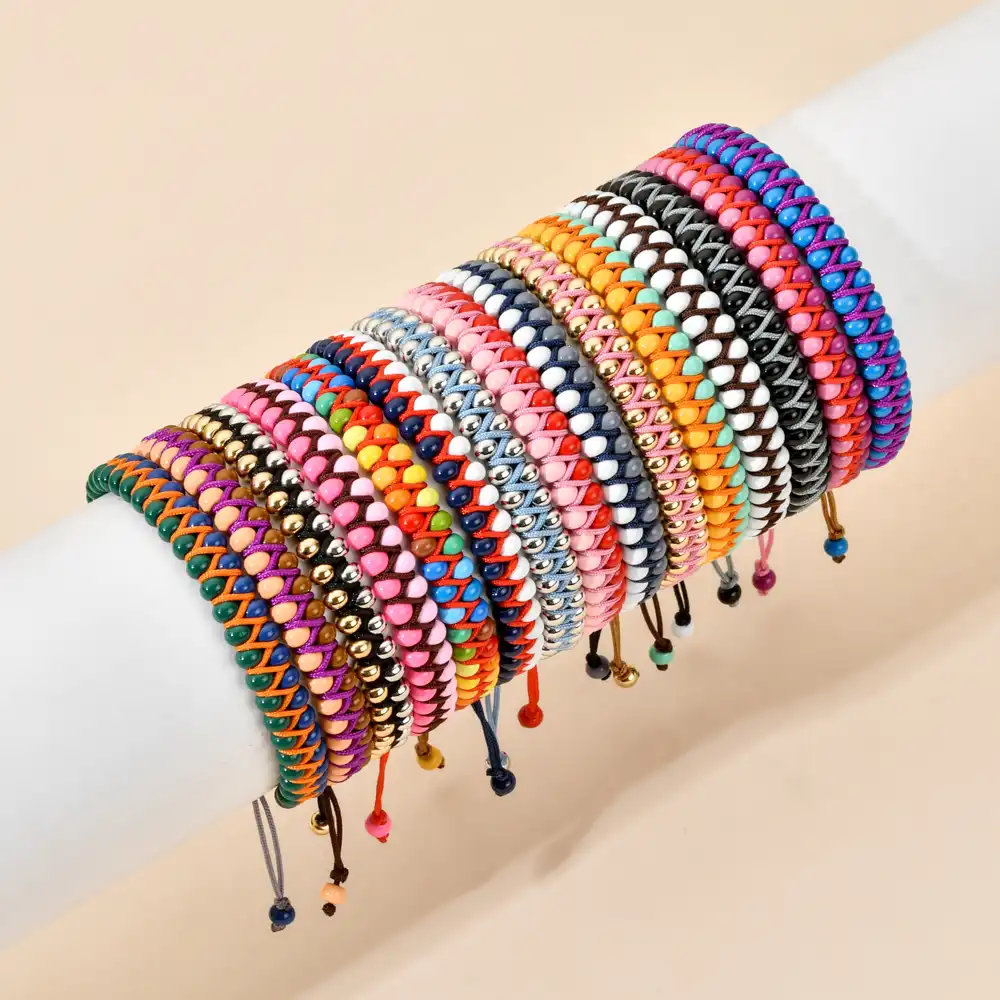 自由奔放に生きるかわいい織りビーズブレスレット手作り編組ラッキー糸ブレスレットバングル友情ファッションジュエリーbrithdaysギフト チャーム ブレスレット Aliexpress