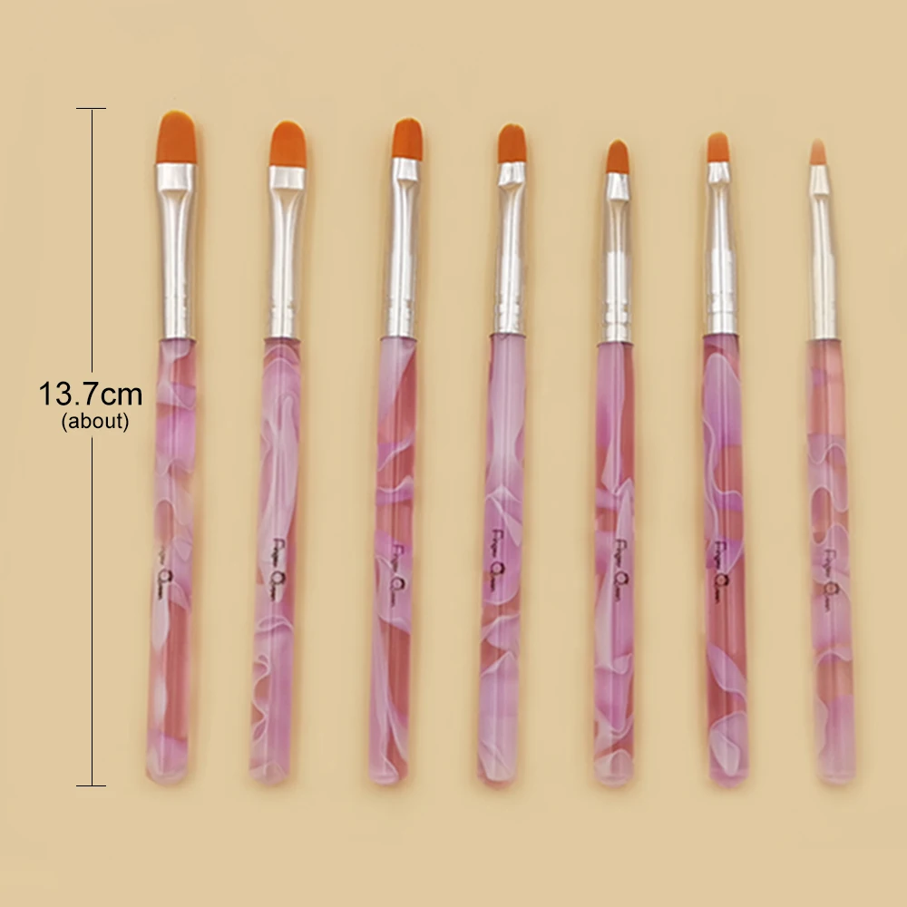 

7pcs/Set Nail Art Pink Flower Painting Brush Gradient Shading Tool Irregular Oblique Head 3d Manicure Gel Polish Drawing Pen