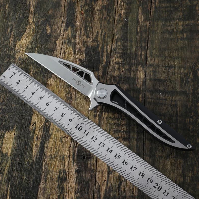 

TWOSUN knives D2 tactical pocket folding knife titanium alloy handle ceramic bearing outdoor camping hunting tool Cutter TS86EDC