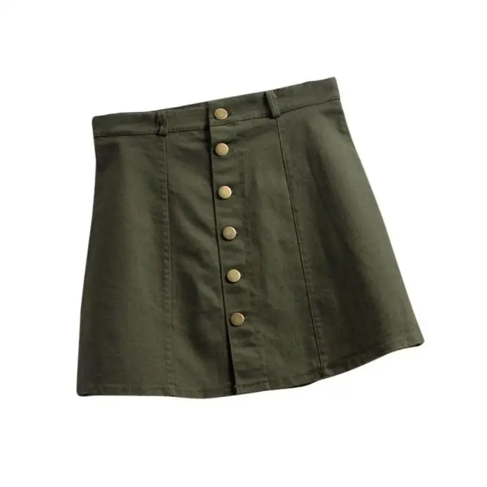 Army Green Для женщин модное короткое платье юбка с поясом на талии, джинсовое, в Корейском стиле; юбка - Цвет: Army Green