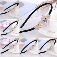 1 предмет Новинка Для женщин леди со стразами и металлическими повязка на голову для девочек Bling Черный узкая головная повязка, модные украшения для волос повязка для волос аксессуары головной убор повязка на голову