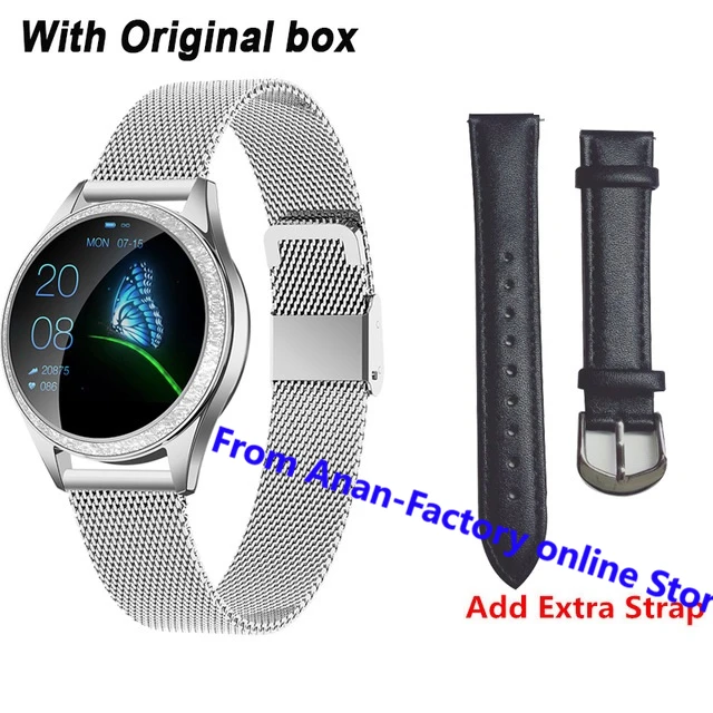 add extra strap KW20 Смарт часы для женщин IP68 Водонепроницаемые наручные часы сердечного ритма Bluetooth часы для женщин браслет, дамские часы VS KW10 Smartwatch - Цвет: add extra strap