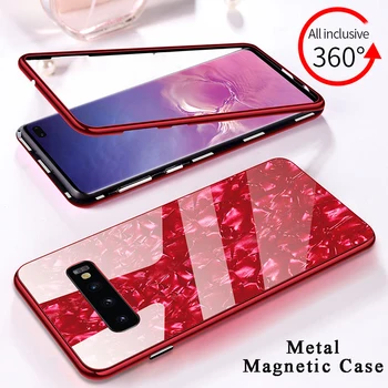 

Metal Magnetic Case For iPhone 6 6S 7 8 Plus X XS MAX XR Conch Shell Phone Case For iPhone XS MAX Back Glass Cover Cases