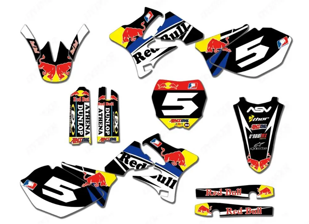 Графика фоны наклейки Наборы для Yamaha YZ125 YZ250 2002- YZ 125 250 2003 2004 2005 2006 2007 2008 2009 2010 - Цвет: As shown