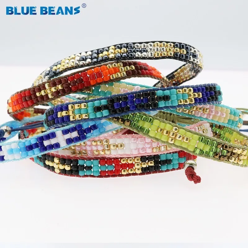 Rope Bracelet Beaded Bracelet Handwoven Bracelet Bohemian Bracelet Handmade Friendship Braided Rope Cotton Weave Chain Of Rice Beads Unique Color Mixed