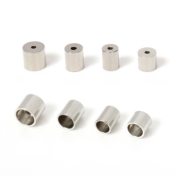 

20pcs Round Stainless Steel Crimp Clasps Cord End Caps Fits for 3/4/5mm Leather Cord DIY Necklace Jewelry Findings Components