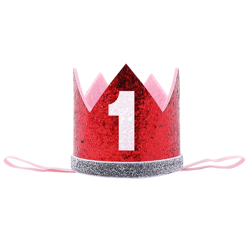 Милая Детская кепка на день рождения для мальчиков и девочек, принцесса, корона, номер 1, От 2 до 3 лет вечерние шапочки, блестящий ободок для дня рождения, душа