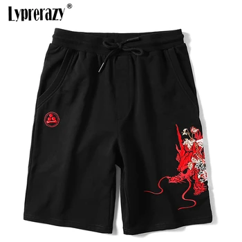 

Lyprerazy Men Dragon embroidery Shorts Trousers Cotton Loose Short Casual Harajuku Men's Shorts Hip Hop