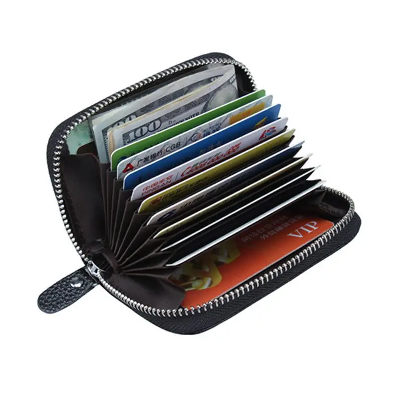 Women Wallet Credit Card Holder Genuine Leather Small Change Zipper Bag Pocket Purse
