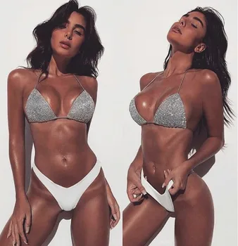 

IMANFive Women's Halter Push Up Bikini 2019 New Arrival Padded Bra Beach String Swimsuit High Leg Sexy Swimwear Women Biquini