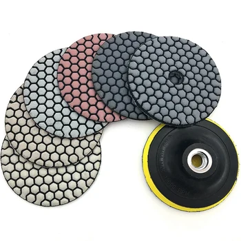 

7 Pcs/Set 4 Inch Dry Polishing Pad Flexible Diamond Polishing Pad for Granite Marble Stone Sanding Disc