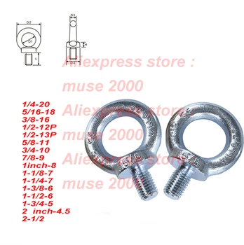 

1/4 5/16 3/8 inch Steel hanging bolt eye bolt inch UNC BSW inch pitch steel eyebolt Lifting weight loading