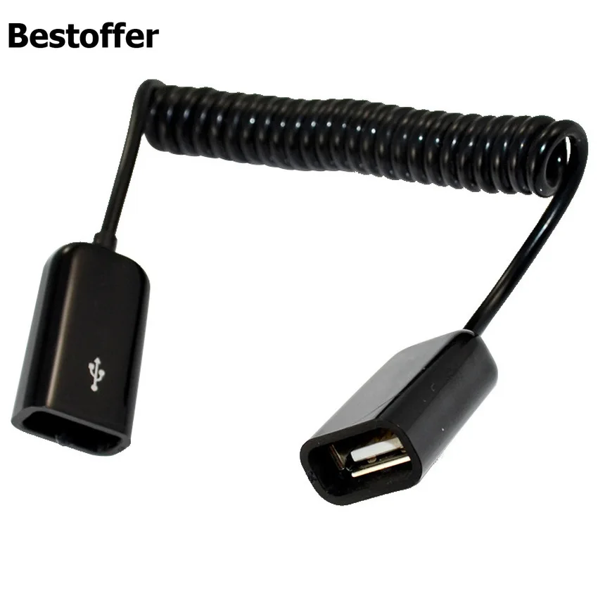 1 м 3 фута Спиральный USB 2 0 A мама к Джек удлинитель спиральный кабель Шнур |