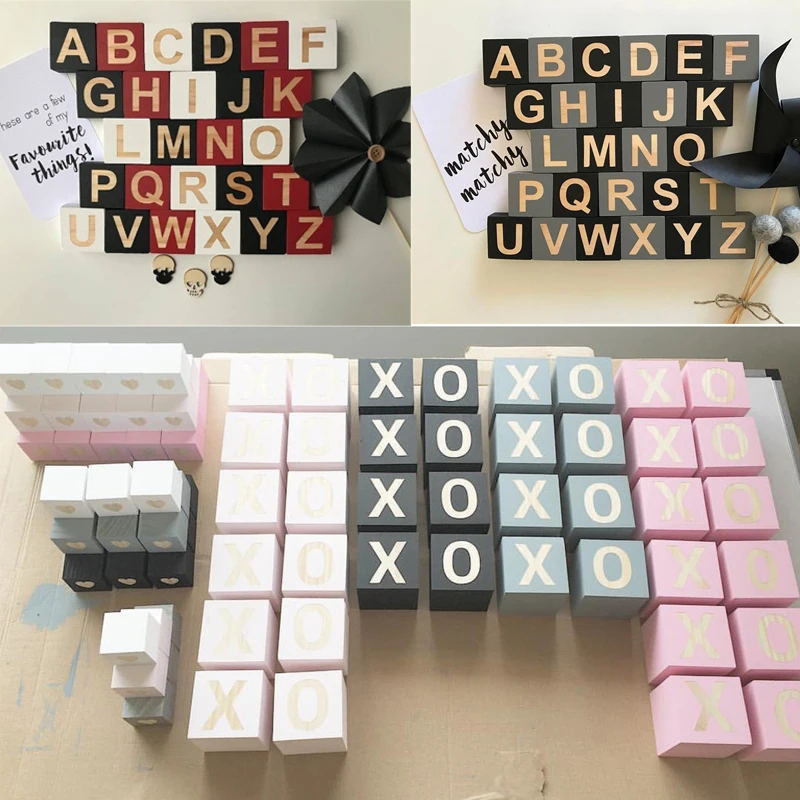 5x5 см мини деревянные буквы Алфавит цифры блоки DIY Деревянные обучающие игрушки для малышей Детская комната Свадьба домашний Декор Ремесло