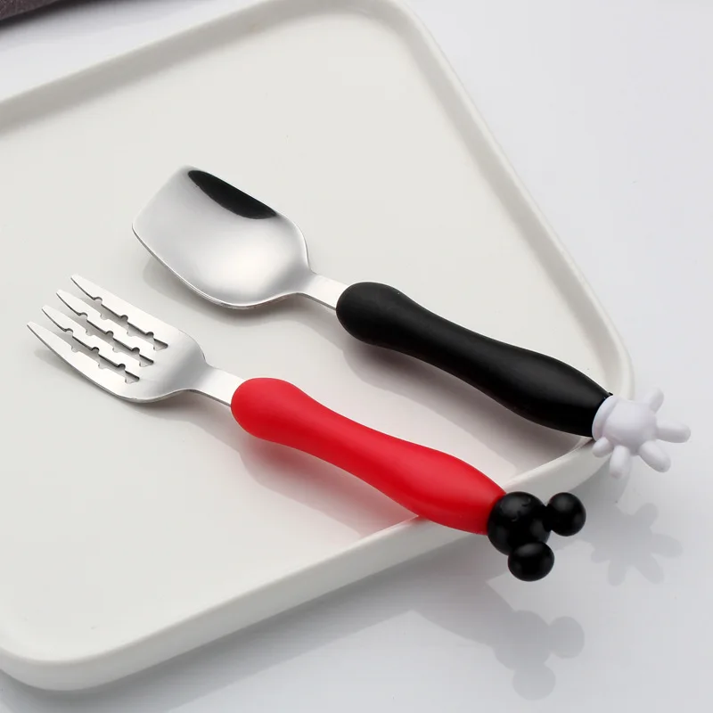 2pcs spoon fork-boy 3 шт Микки бамбуковая тарелка набор Детская разделенная миска набор ложка и вилка пшеничная соломинка детская посуда набор для кормления ребенка тренировочная миска - Цвет: 2pcs spoon fork-boy