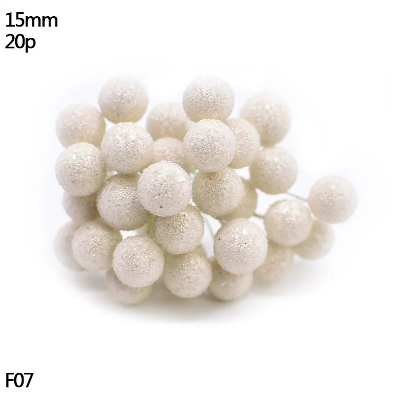 w07-20pcs white Искусственная тычинка Цветы Смешанные фиолетовые вишни тычинки ягоды Свадьба День Рождения Вечеринка Рождество украшения для самодельного изготовления венок подарок - Цвет: w07-20pcs white