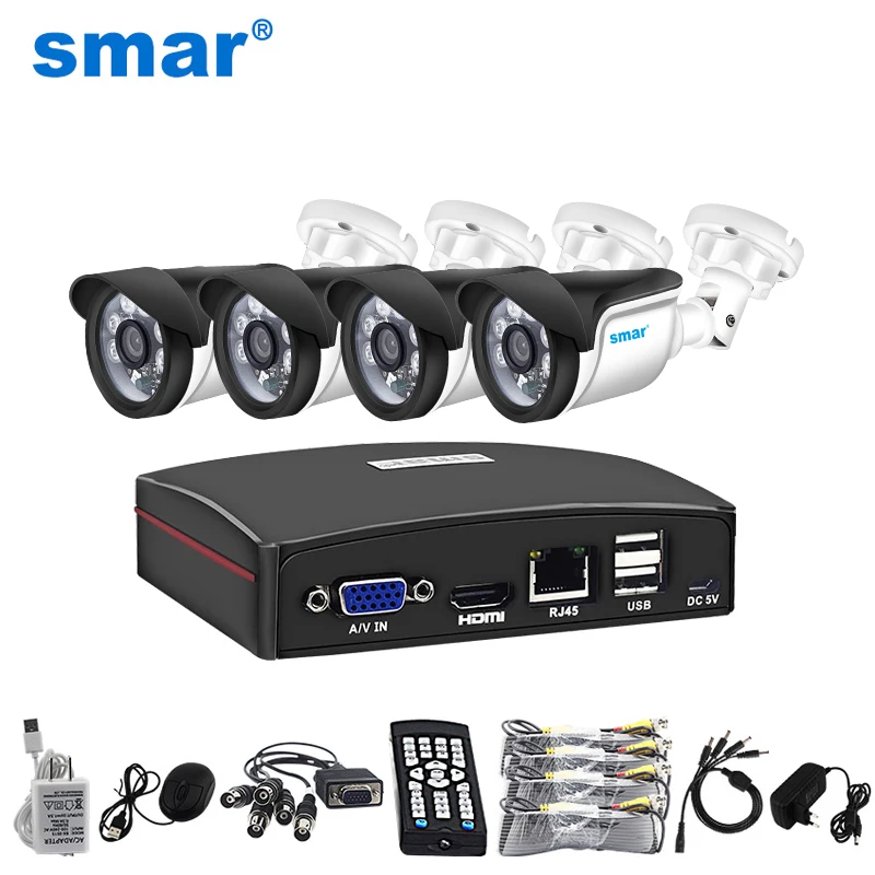 Smar HD 4CH 1080N 5in1 AHD DVR  Kit 2MP CCTV System 720P/1080P Indoor Outdoor Waterproof Bullet Camera Security Surveillance Kit
