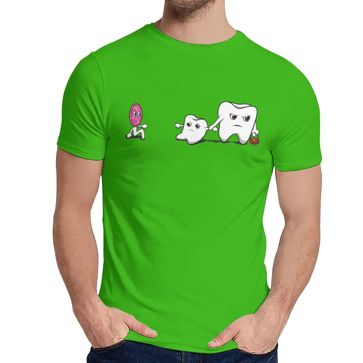 Мужская футболка для отдыха, забавная Стоматологическая зубная Стоматологическая футболка с рисунком мема, отличная летняя ретро футболка с круглым вырезом - Цвет: Зеленый