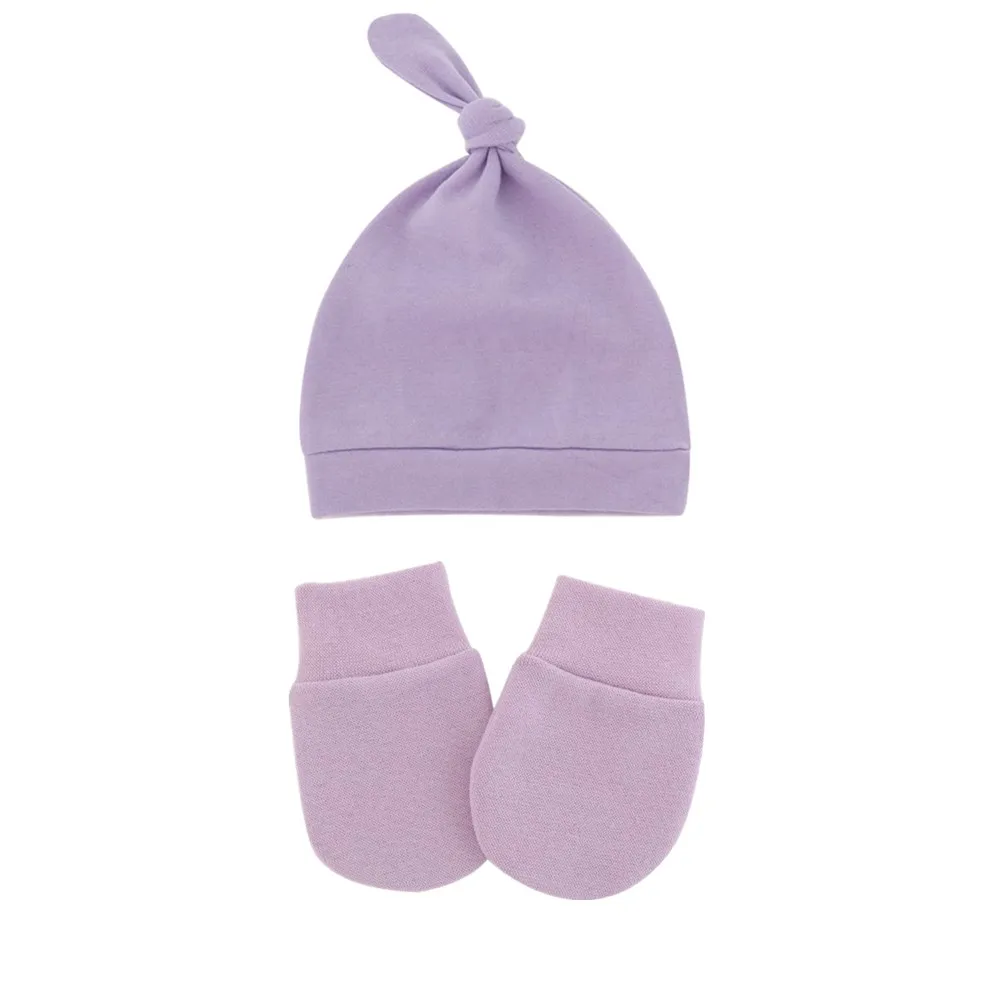 Unisex Baby Infants Anti Scratching Cotton Gloves+Hat Set Newborn Mittens Warm Cap Kit New Cute Children's Finger Toothbrush Baby Accessories